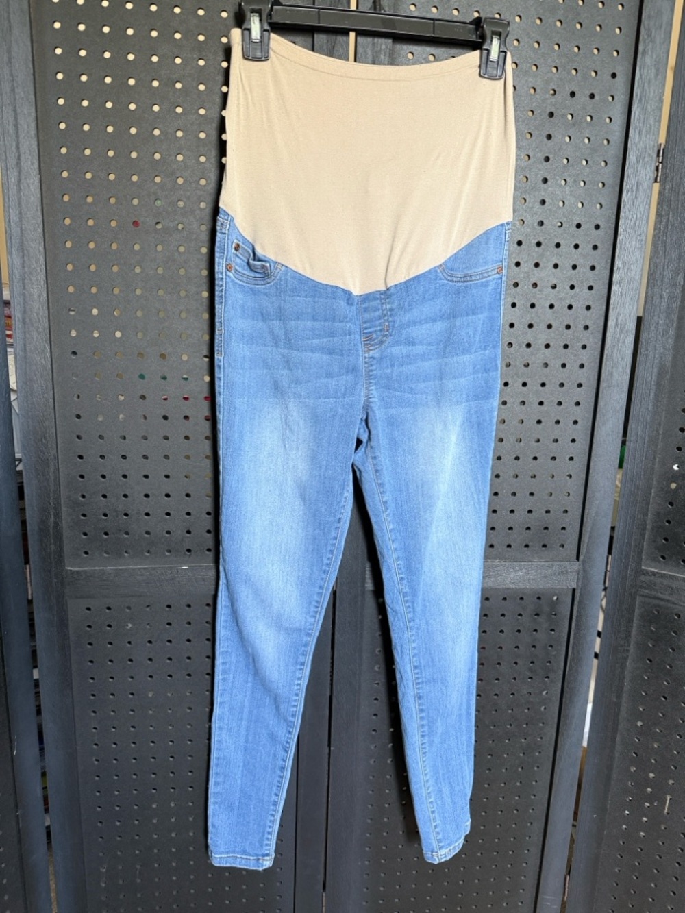 Celebrity Pink Tan Panel Maternity Jeggings with Light Blue Denim